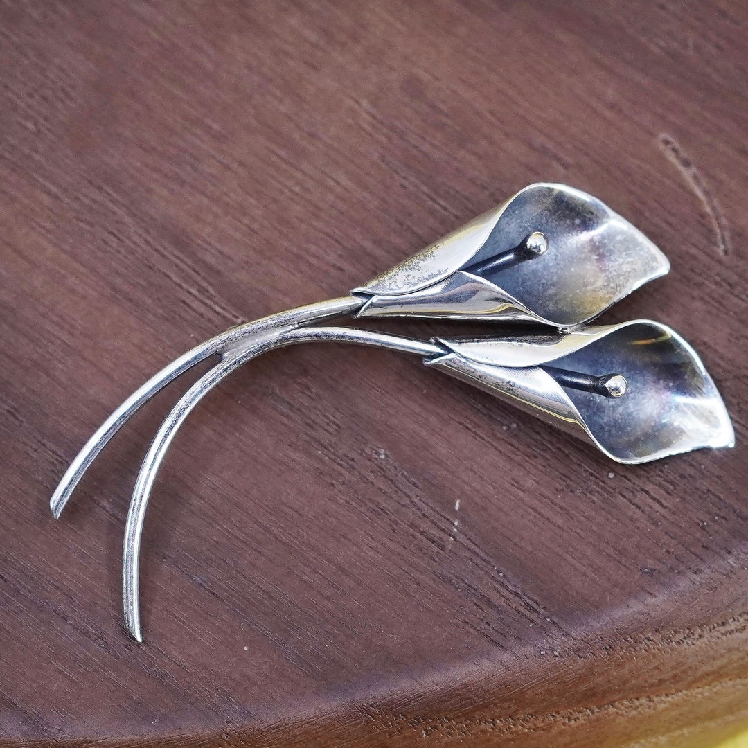 Broche antique en pâte d'améthyste en argent sterling - France