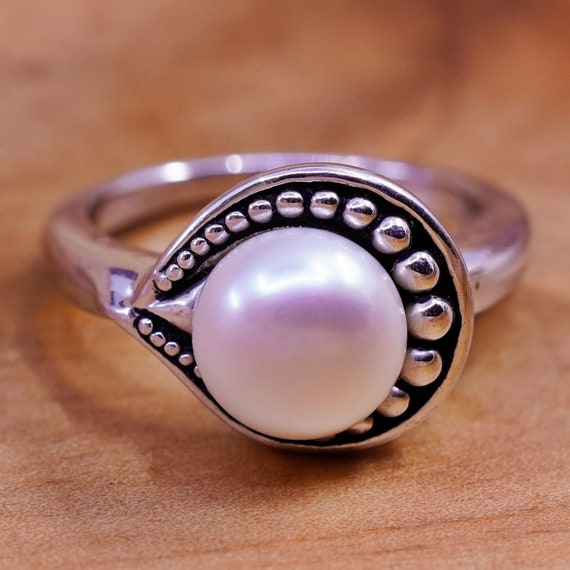 Size 8.25, Vintage Sterling 925 Silver Handmade Ring With Size 8.25, Vintage Sterling 925 Silver Handmade Ring With
