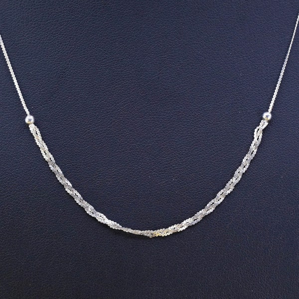 19", vintage Sterling silver necklace, Italy 925 silver S-link woven chain, stamped Italy 925