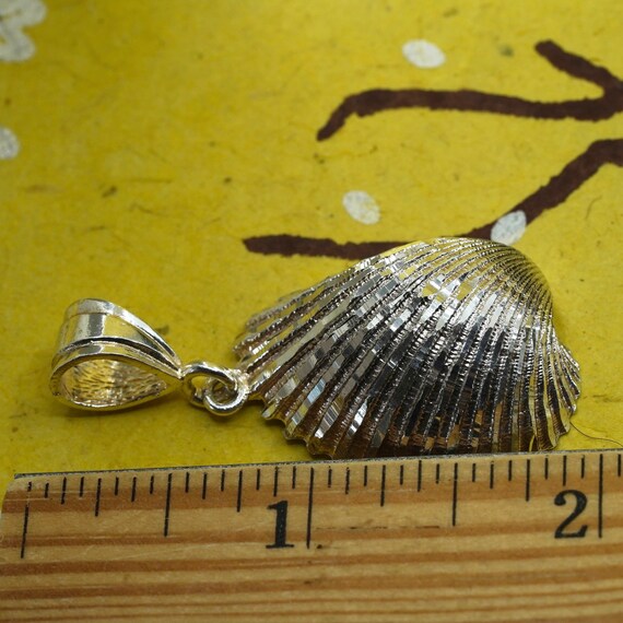 Vintage handmade sterling 925 silver shell pendan… - image 5