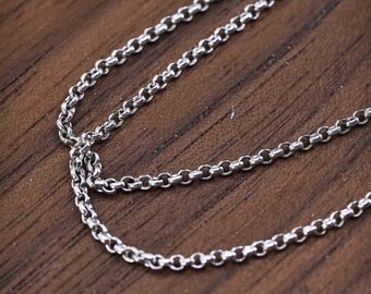 18", 1 mm, collar de plata de ley vintage, cadena circular 925, estampado 925