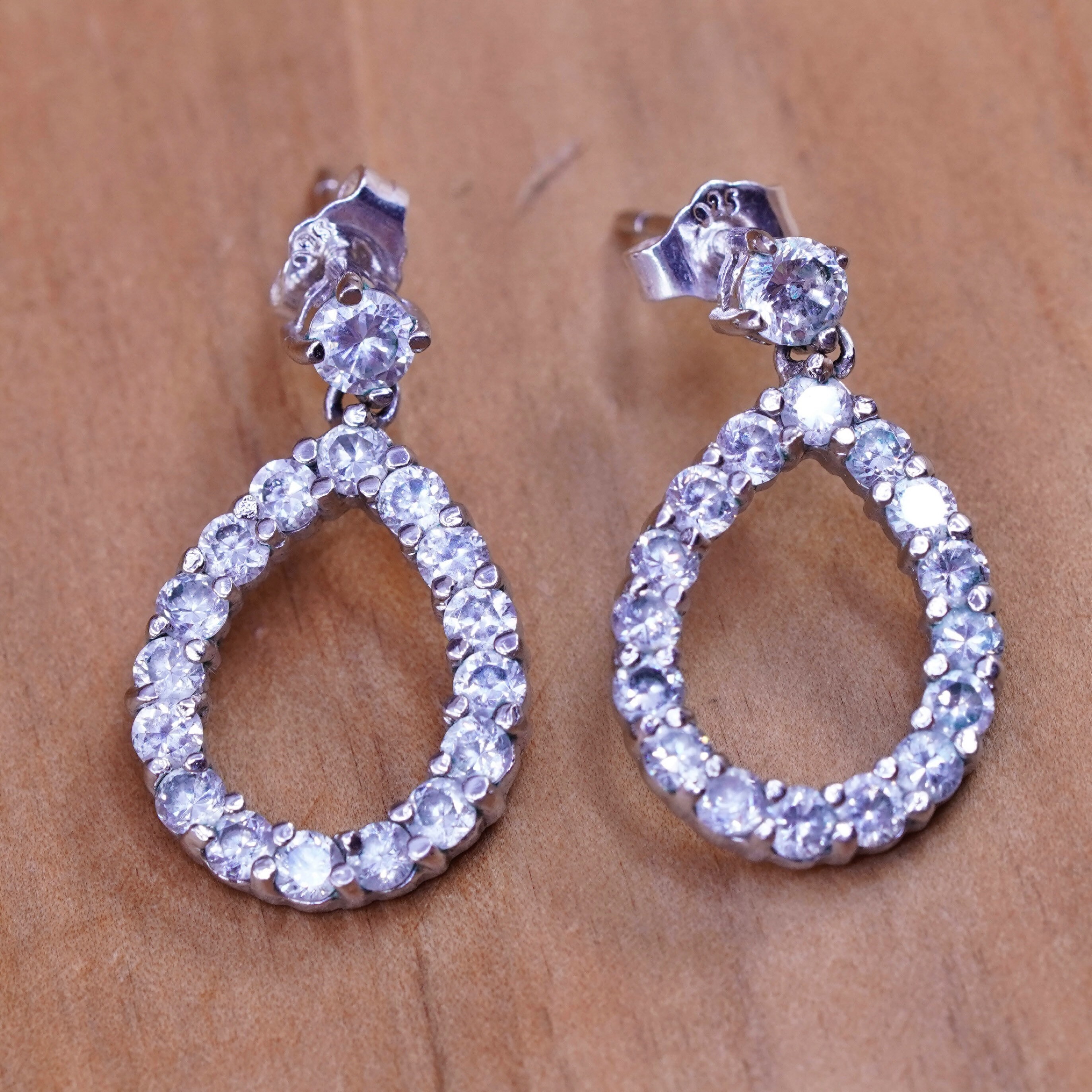 Vintage Sterling 925 Silver Handmade Teardrop Earrings With Vintage Sterling 925 Silver Handmade Teardrop Earrings With