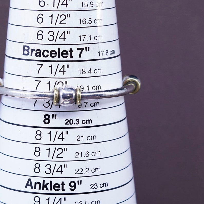 stamped mexico 925 TM-172 solid 925 silver bangle 7.5\u201d Vintage two tone Sterling silver handmade bracelet