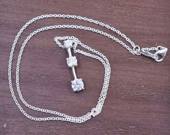 18”, 1mm, vintage Sterling silver necklace, 925 circle chain with Cz pendant, stamped 925