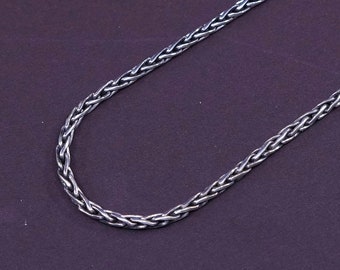 17", 3mm, vintage BA Suarti (340150) Sterling Silber handgemachte Halskette, 925 Silber Weizen Gliederkette. Gestempelt 925 Indonesien BA