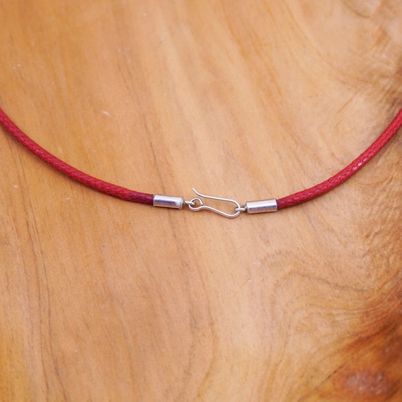 16”, vintage handmade necklace, red linen thread … - image 4
