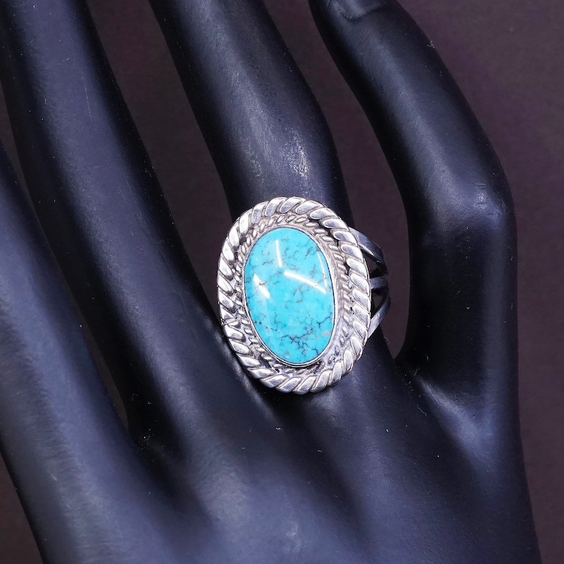 solid 925 silver with turquoise stone Size 6.5 Sterling silver handmade ring 310040 vintage stamped handmade sterling