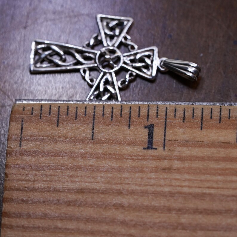 Vintage Sterling Silver Handmade Pendant, 925 Filigree Cross, Stamped