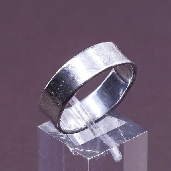 size 10, vintage (310008) Sterling silver handmade ring, solid 925 silver wedding band, stamped 925