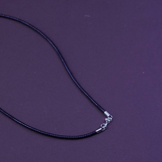 18”, vintage handmade necklace, black leather thr… - image 5