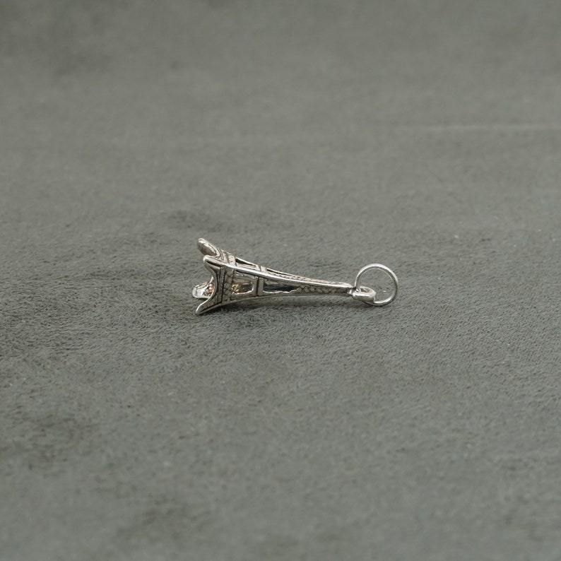 Paris tower sterling silver handmade tower shaped charm Tokyo tower Vintage 320821 silver tested 925 silver pendant