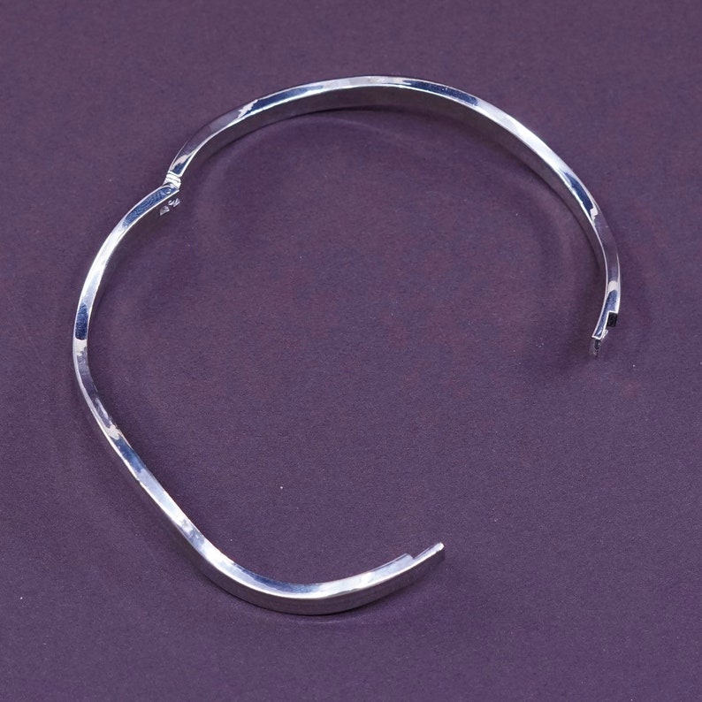 stamped 925 solid Mexico 925 silver wave hinged bangle 7.25 Vintage 330675 Sterling silver handmade bracelet