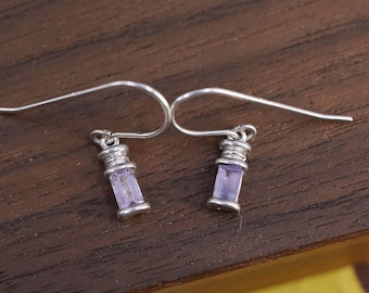 Vintage Sterling 925 silver handmade earrings with amethyst, stamped 925
