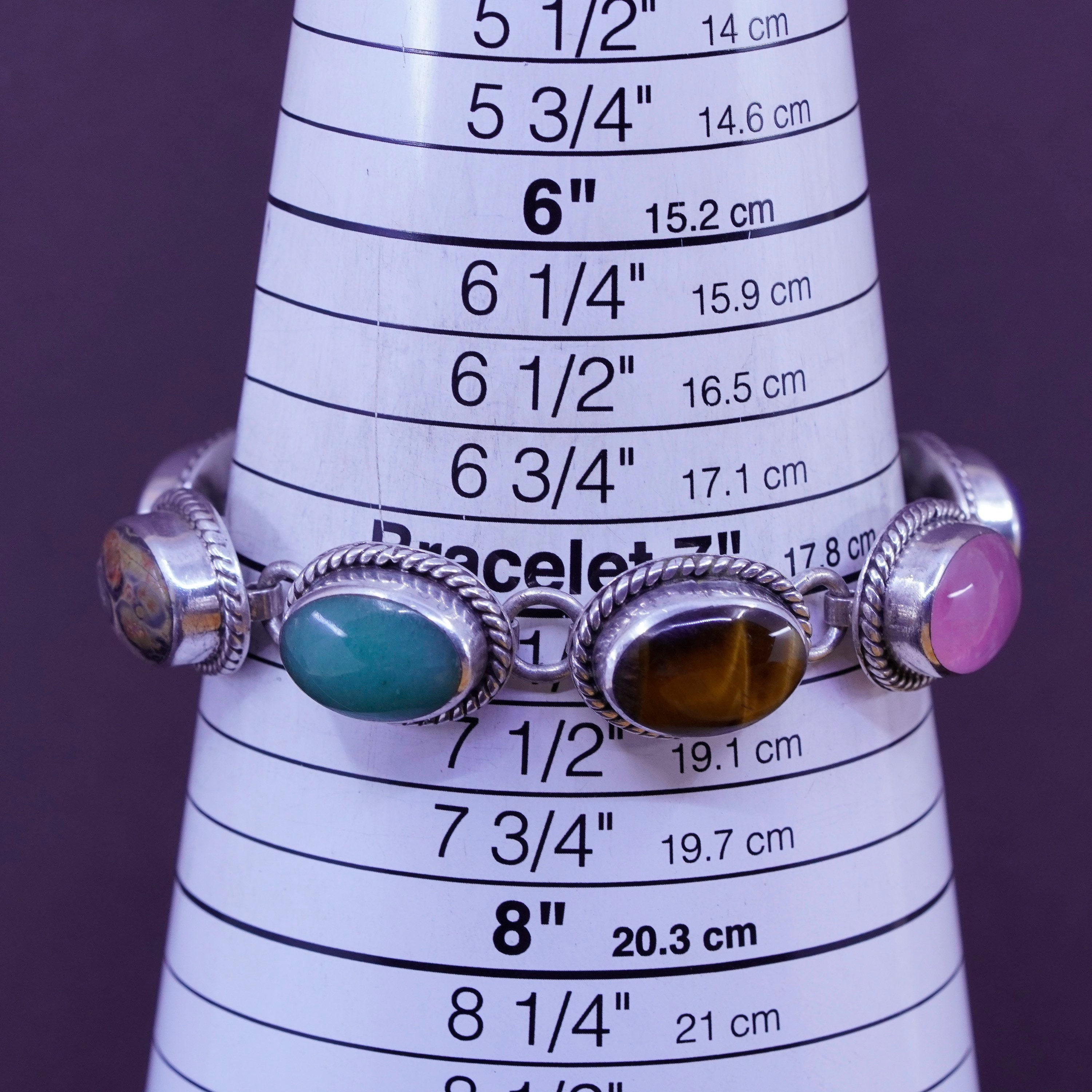 7”, Vintage Sterling 925 Silver Handmade Carved Bracelet 7”, Vintage Sterling 925 Silver Handmade Carved Bracelet