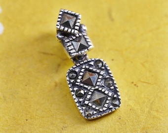 Vintage Sterling 925 silver handmade pendant with marcasite, stamped 925 A Thailand