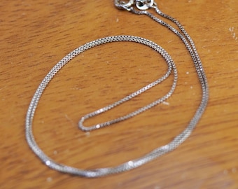 18”, 1mm, vintage Sterling silver box chain, Italy 925 necklace, stamped 925