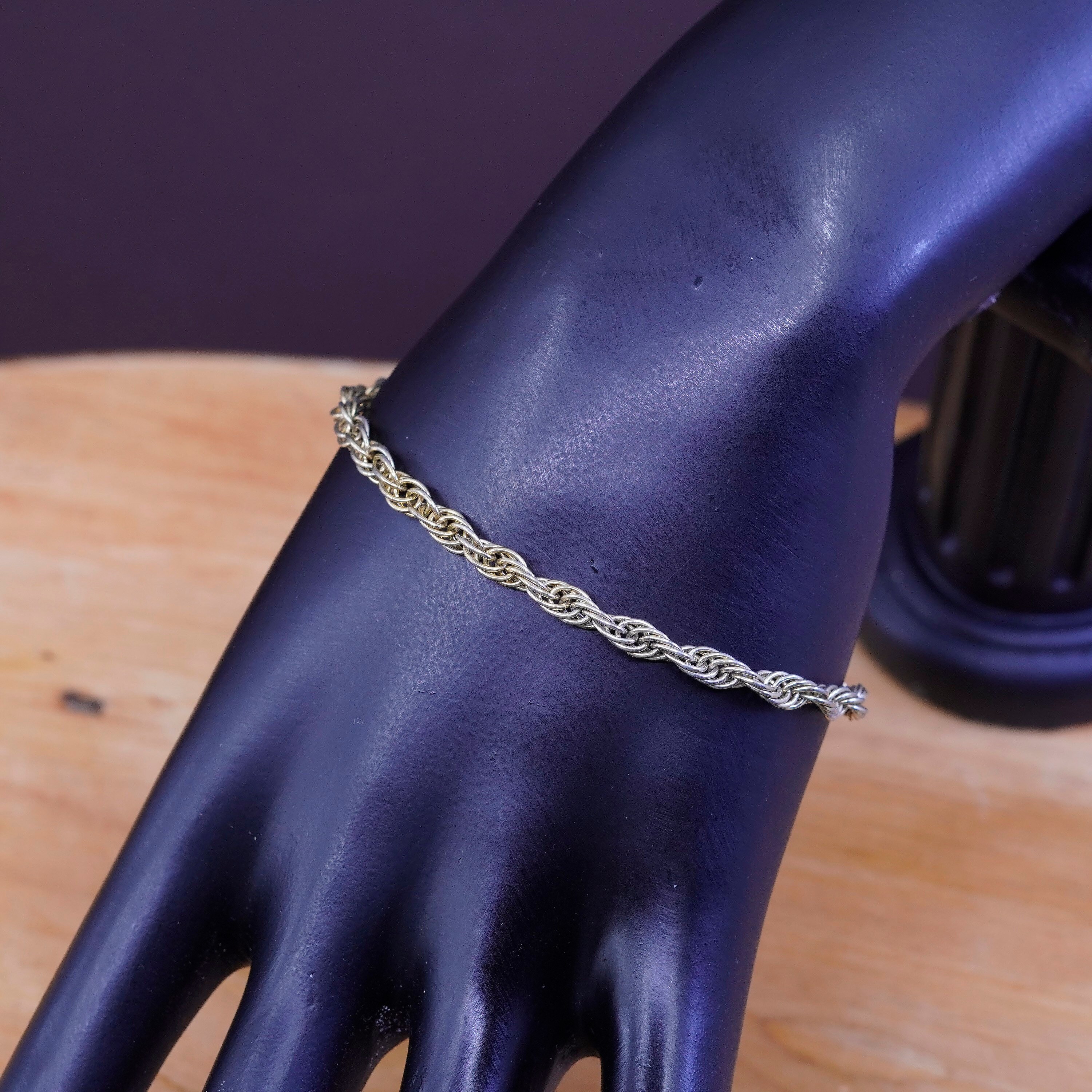 6.75”, 4mm, Vintage Vermeil Gold Over Sterling Silver Singapore