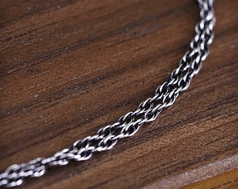20" 1,6 mm, collar de plata de ley vintage, cadena de cuerda de Singapur 925, estampado 925
