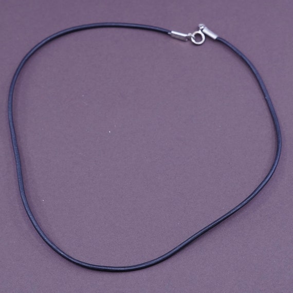 15”, vintage handmade necklace, brown leather thr… - image 3