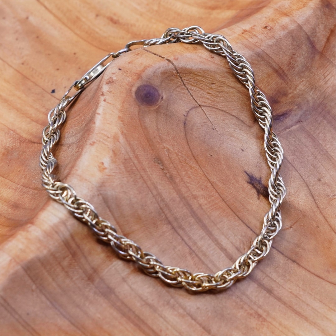 6.75”, 4mm, Vintage Vermeil Gold Over Sterling Silver Singapore
