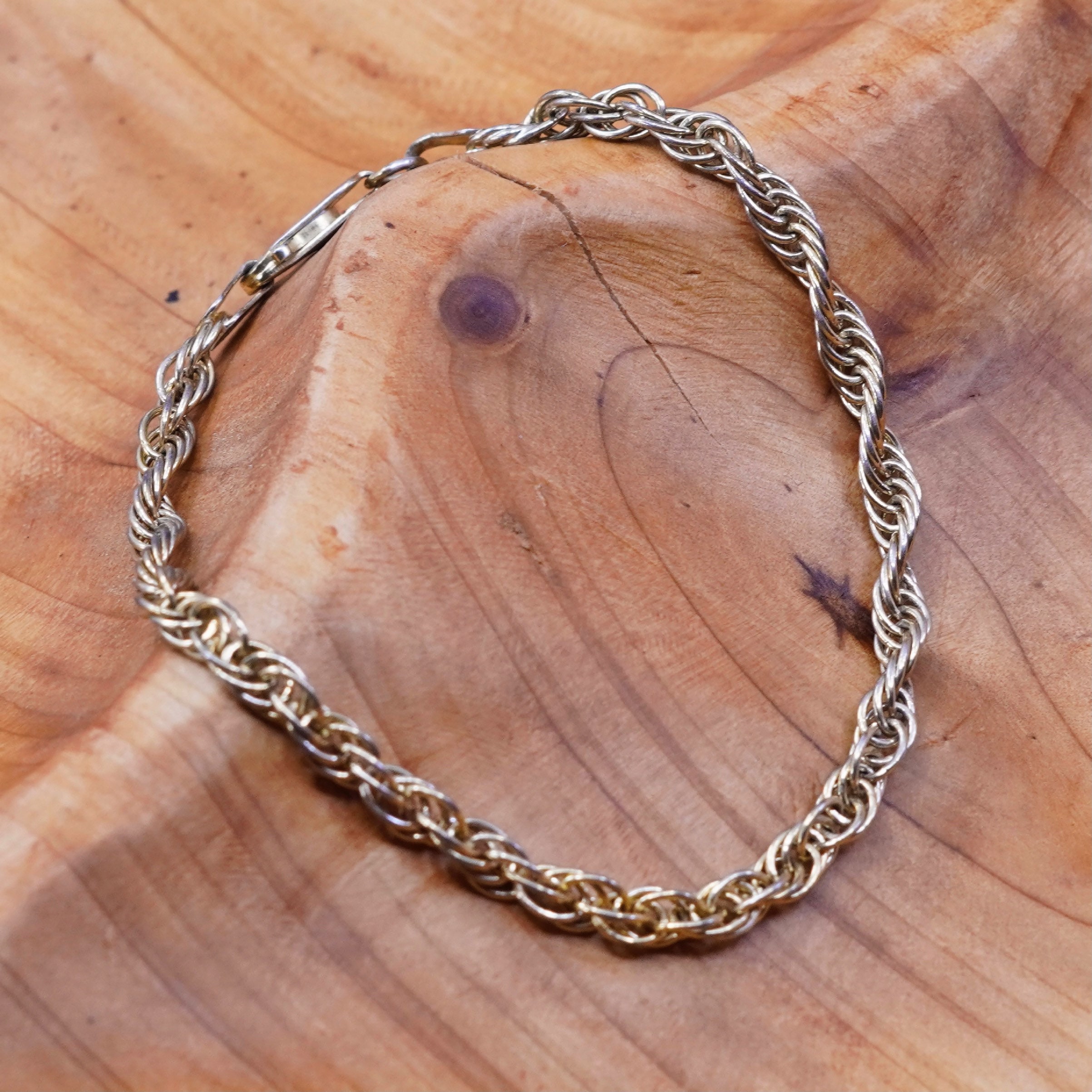 6.75”, 4mm, Vintage Vermeil Gold Over Sterling Silver Singapore