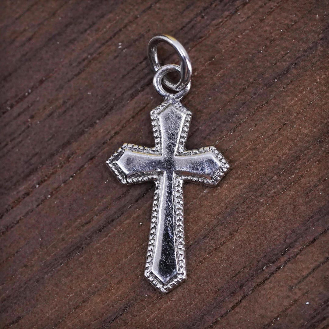 Vintage Sterling Silver Handmade Cross Pendant, 925 Charm, Stamped ...