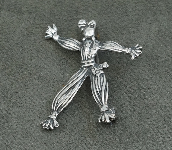 Vintage handmade sterling 925 silver scarecrow br… - image 1