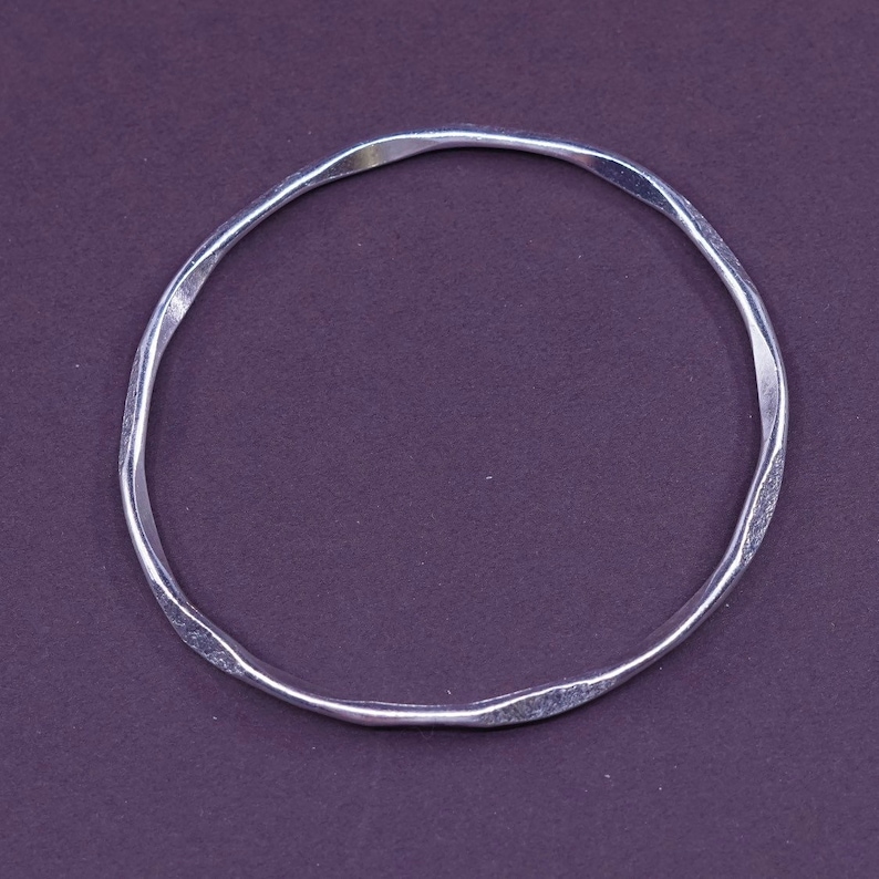 Sterling silver handmade bracelet 7.25 Vintage 330586 stackable bangle solid Southwestern hammered 925 silver cuff stamped sterling