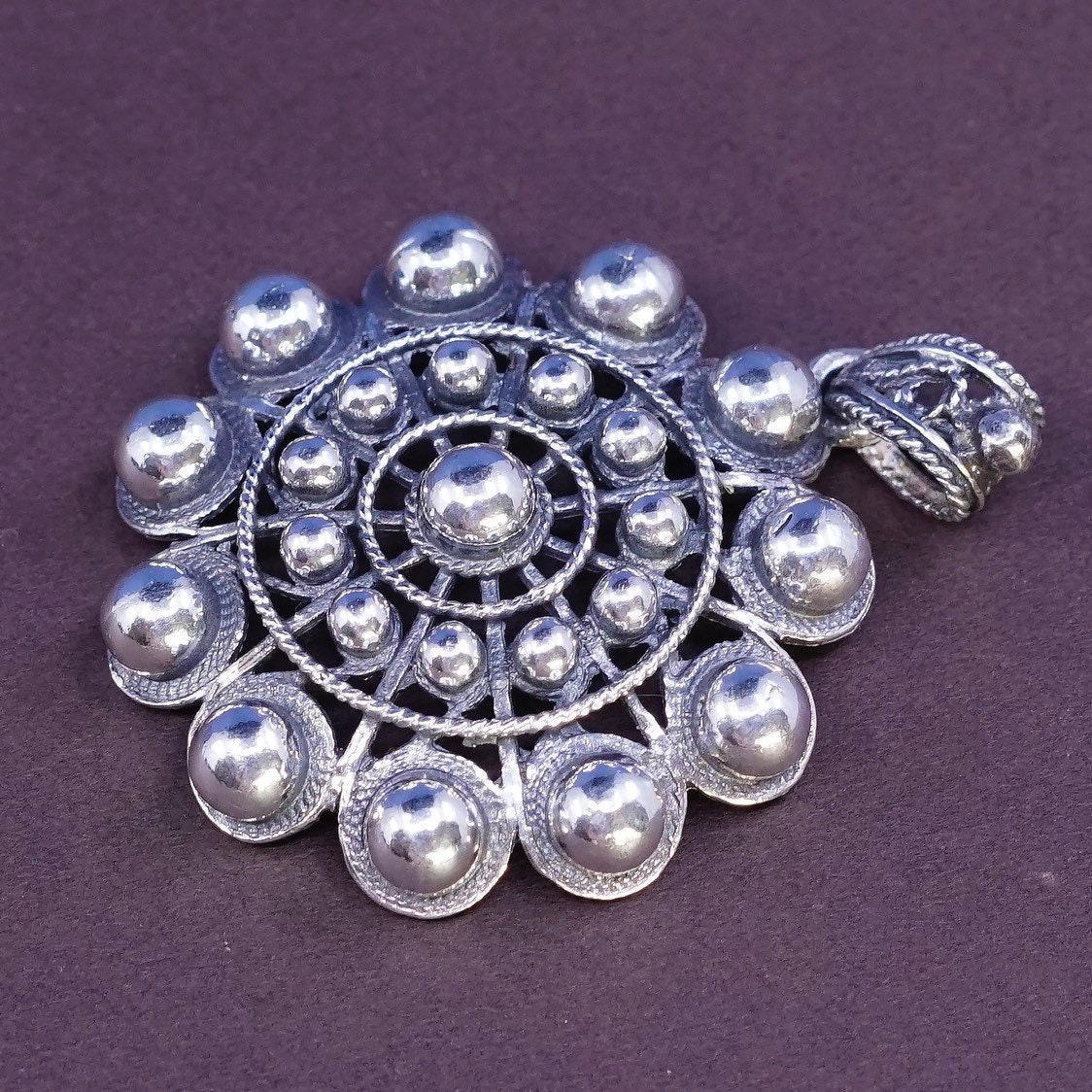 Vintage 320134 Sterling Silver Handmade Pendant, Solid 925 Silver Circle With Bali Filigree Details, Silver Tested - Etsy Vintage 320134 Sterling Silver Handmade Pendant, Solid 925 Silver Circle With Bali Filigree Details, Silver Tested - Etsy
