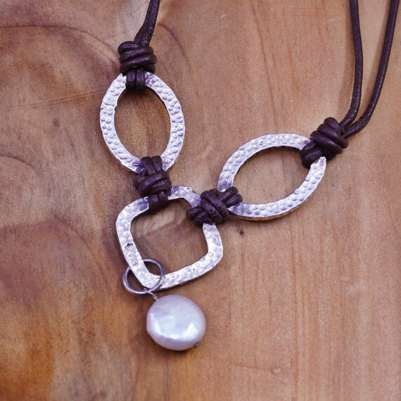 Vintage Silpada .925 Sterling Silver Handmade Pearl Brown Leather Necklace N1257 Retired Rare Stamped 925 Etsy Australia