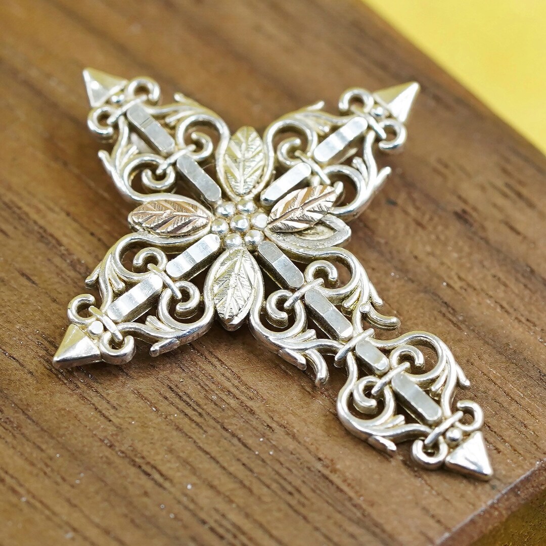Vintage Coleman Co CCO Sterling 925 Silver Filigree Cross Pendant With ...