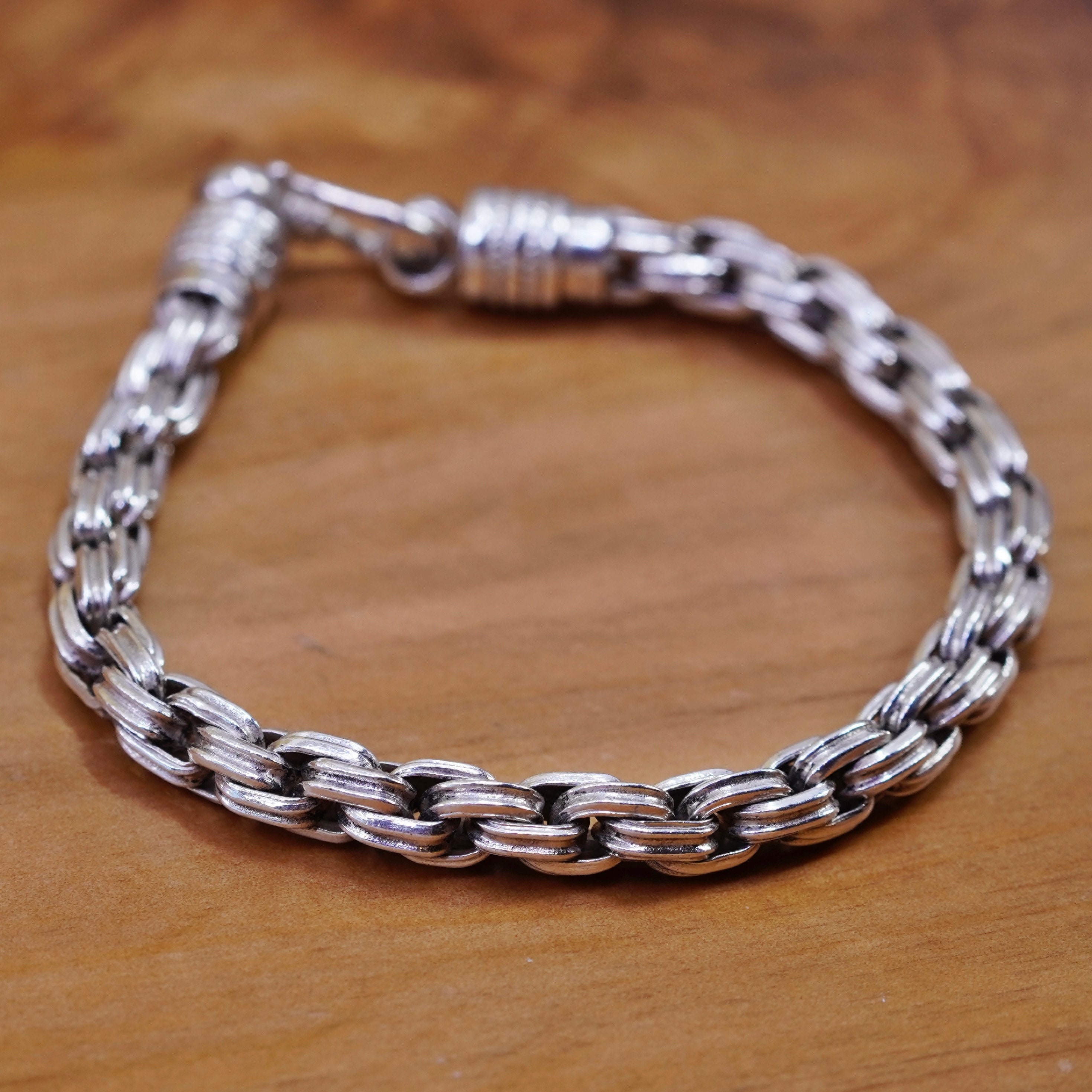 6.75”, Vintage Bold Sterling Silver Handmade Bracelet, 925 6.75”, Vintage Bold Sterling Silver Handmade Bracelet, 925