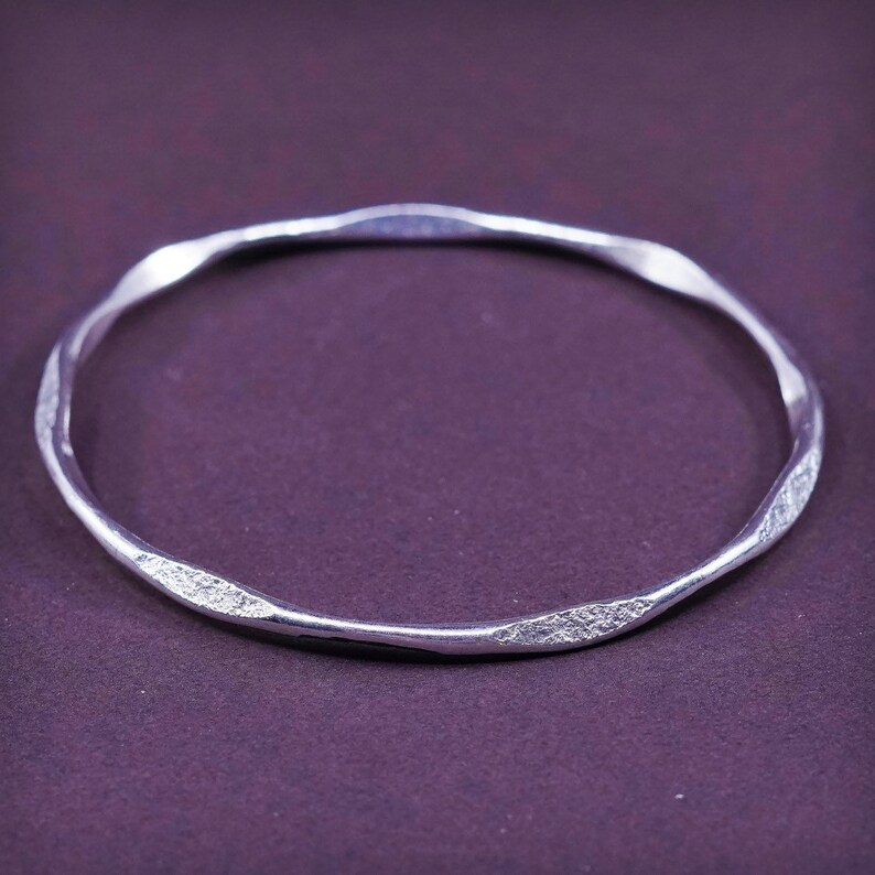 Sterling silver handmade bracelet 7.25 Vintage 330586 stackable bangle solid Southwestern hammered 925 silver cuff stamped sterling