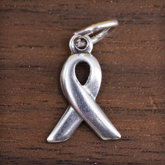 Awareness Ribbon Charm Pendant Antiqued Sterling Silver Awareness Ribbon Charm Pendant Antiqued Sterling Silver