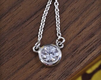 16” 2mm, vintage Sterling silver necklace, 925 circle chain with Cz circle pendant, stamped 925