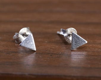Vintage Bee Sterling silver triangular shape studs, 925 earrings, stamped 925 Bee