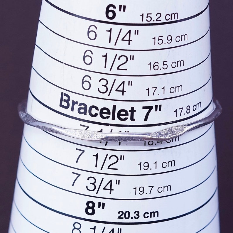 Sterling silver handmade bracelet 7.25 Vintage 330586 stackable bangle solid Southwestern hammered 925 silver cuff stamped sterling