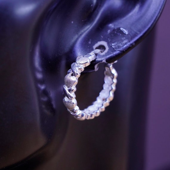 0.75”, Vintage Sterling silver handmade earrings,… - image 2