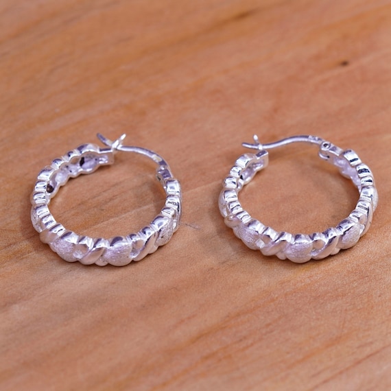 0.75”, Vintage Sterling silver handmade earrings,… - image 1