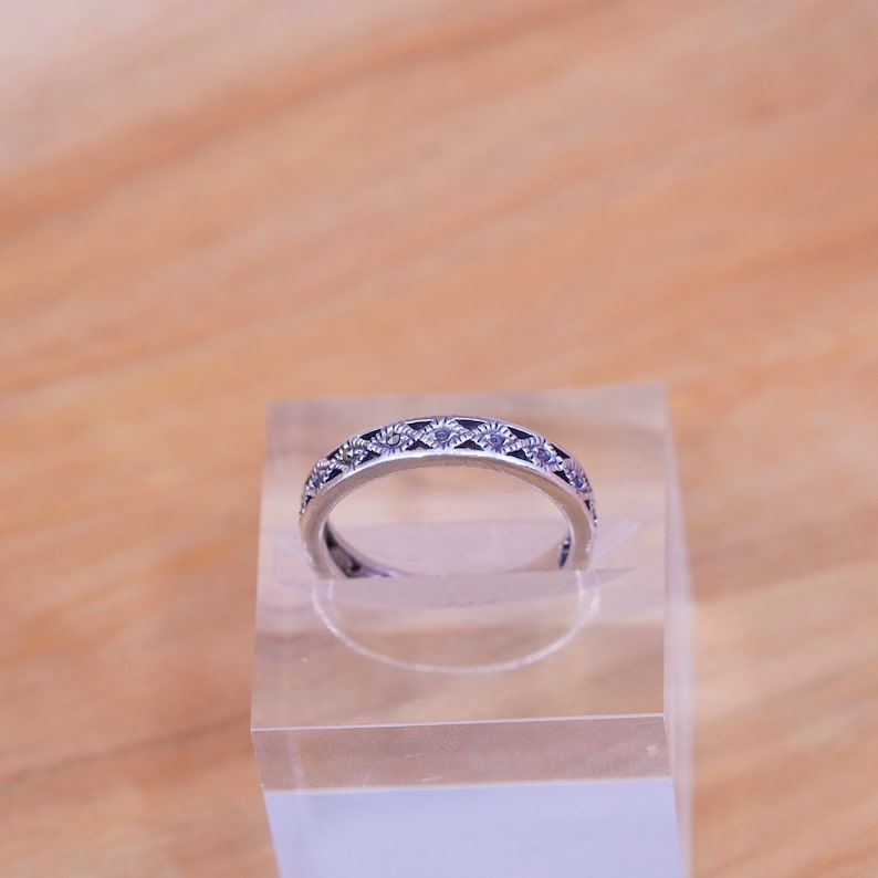 stamped 925 925 stackable band vintage Sterling silver handmade ring Size 7.5