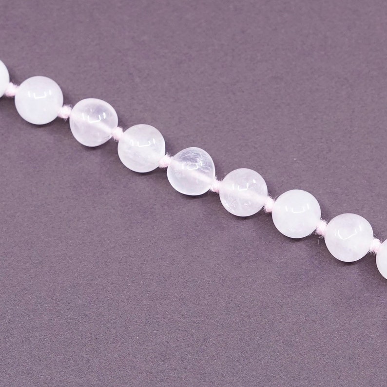 pink quartz beads with 925 silver clasp vintage sterling silver handmade necklace 18\u201d stamped 925