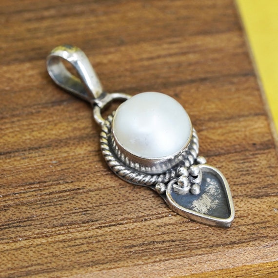 vintage Sterling silver handmade pendant, 925 sil… - image 1