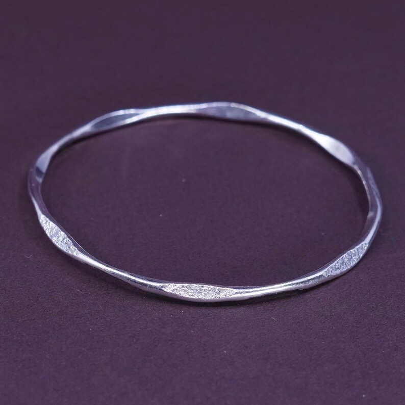 Sterling silver handmade bracelet 7.25 Vintage 330586 stackable bangle solid Southwestern hammered 925 silver cuff stamped sterling