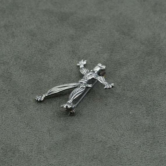 Vintage handmade sterling 925 silver scarecrow br… - image 2