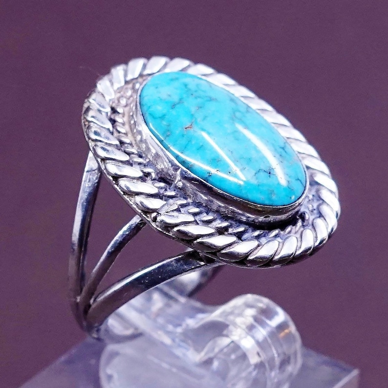 solid 925 silver with turquoise stone Size 6.5 Sterling silver handmade ring 310040 vintage stamped handmade sterling