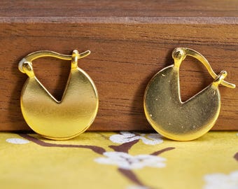 0.5", Vintage vermeil gold plated Sterling silver handmade earrings, 925 hoops, stamped 925