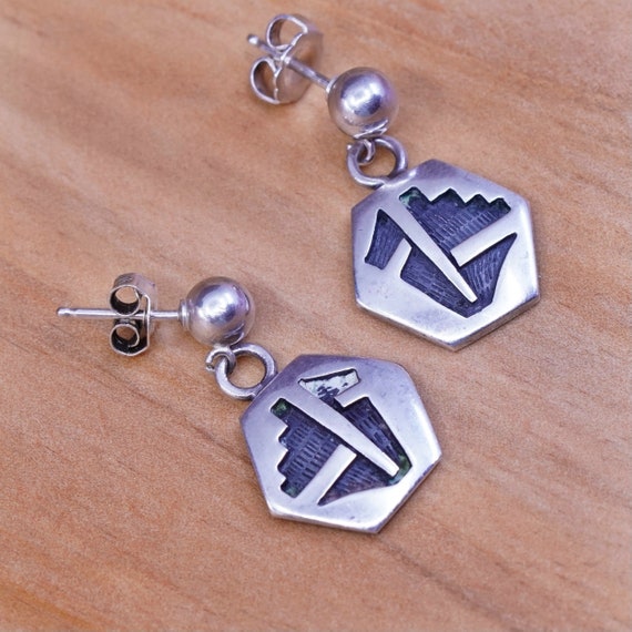 Authentic Vintage Native American Hopi Victor Coochwytewa Sterling Silver Earrings Authentic Vintage Native American Hopi Victor Coochwytewa Sterling Silver Earrings