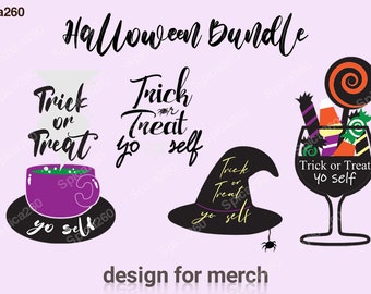 Halloween Bundle / Trick or Treat yo self / Funny Vector Ideas / Clipart - Vector - Shirt - Mug - Eps - Svg Files