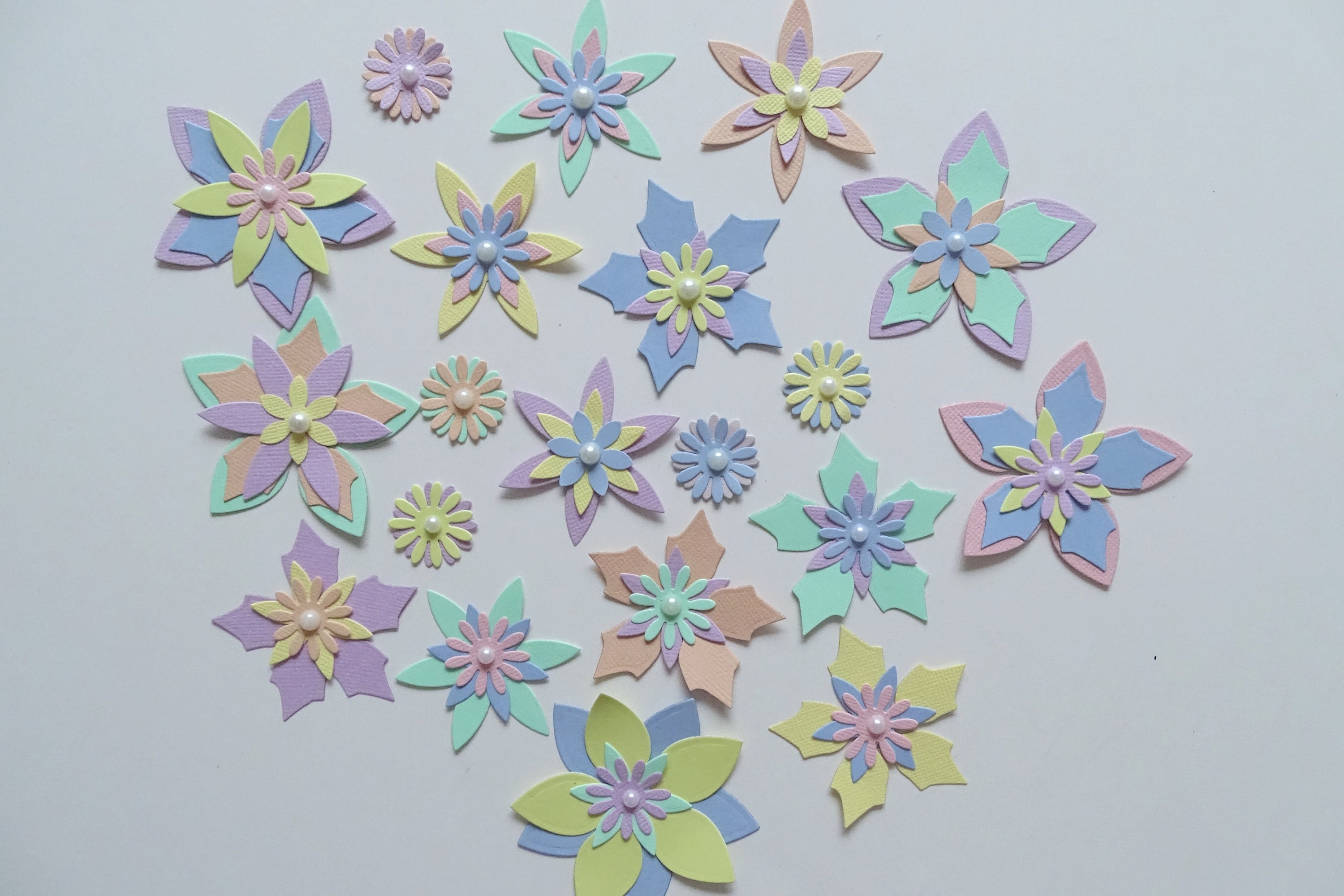 Paper Flower Die Cuts Die Cuts Flowers Paper Flowers Set Etsy