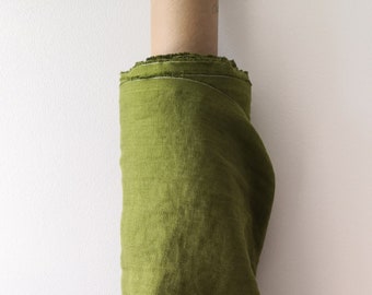 Guacamole Green Softened Pure Linen fabric. Fabric by meter.Linen fabric by yard.Sewing fabric. Washed linen fabric. Lithuanian linen.